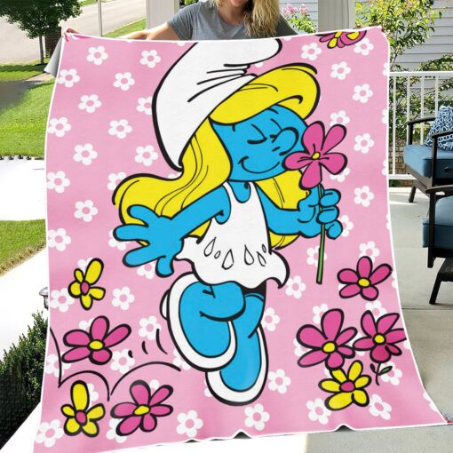 Smurfette And Flowers Blanket
