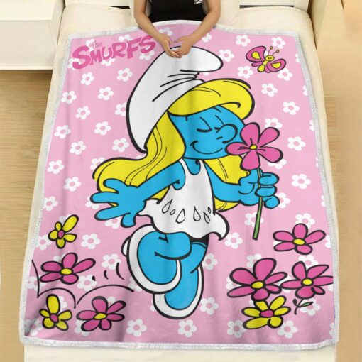 Smurfette And Flowers Blanket - Image 2
