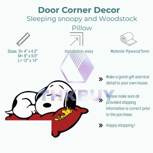 Sleeping Snoopy and Woodstock Door Corner Decor - Image 2