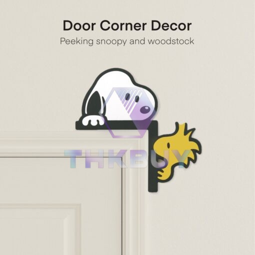Snoopy and Woodstock Peeking At The Same Directions Door Corner