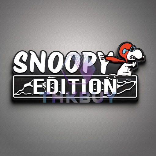 Snoopy In Red Baron Gear Edition Laser Engraved or 3D Inlayed Car Name Badge - Image 2