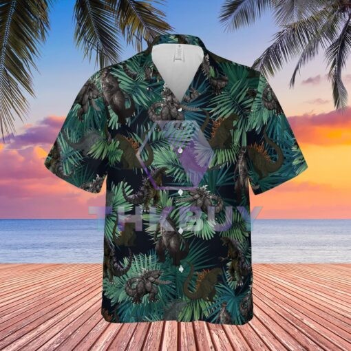 Godzilla Kaiju Pattern Hawaiian Shirt - Image 3