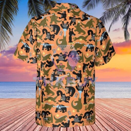 Giant Battle King Kong vs. Godzilla Kaiju Monsters Hawaiian Shirt - Image 4