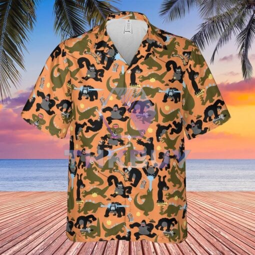 Giant Battle King Kong vs. Godzilla Kaiju Monsters Hawaiian Shirt - Image 3