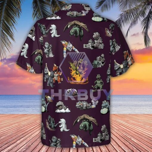 Showa Battle Kaiju Godzilla Hawaiian Shirt - Image 4