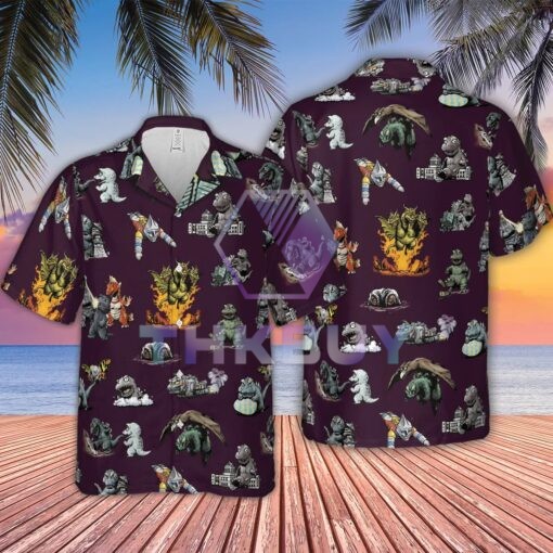 Showa Battle Kaiju Godzilla Hawaiian Shirt
