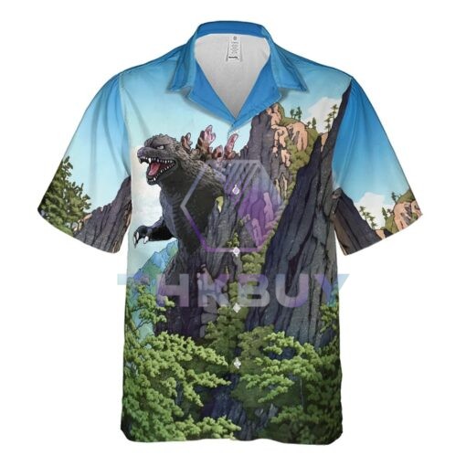 Kaiju Landscape Godzilla Hawaiian Shirt - Image 3