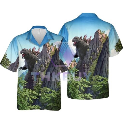 Kaiju Landscape Godzilla Hawaiian Shirt