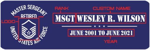 Personalized Sign Name, Rank, Year US Air Force Master Sergeant Retired - Image 4