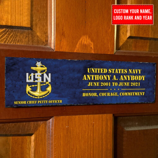 Personalized Sign Rank, Name, Year US Navy Senior Chief Petty Officer (SCPO)