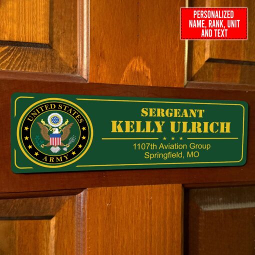 US Army Personalized Sign Name, Rank, Unit And Text