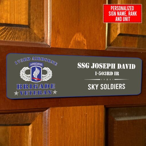 Personalized Sign Name, Rank & Unit US Army 173d Airborne Brigade