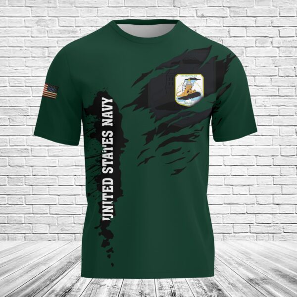US Navy USS Montpelier (SSN-765) Assistant Command Fitness Leader Dark Green 3D Shirt - Image 2