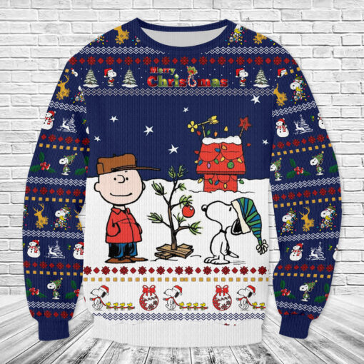 Snoopy Charlie Brown Christmas Knitted Sweater - Image 2