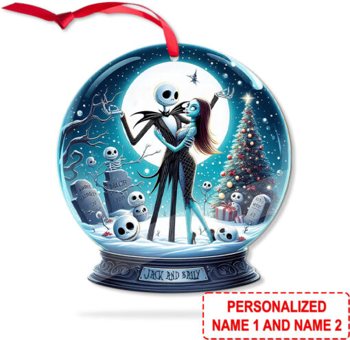 Personalized Jack and Sally The Nightmare Before Christmas Custom Shape Acrylic Ornament - Image 7