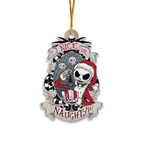 Nightmare Before Christmas Jack Skelllington Naughty or Nice Christmas Wood Ornament - Image 4