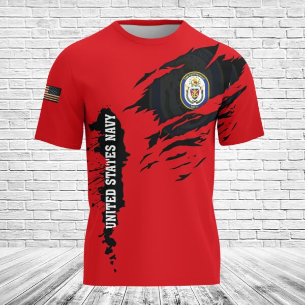 US Navy USS Carter Hall LSD-50 Assistant Command Fitness Leader Red 3D Shirt - Image 2