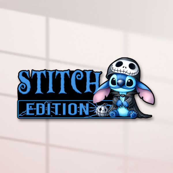Stitch as Jack Halloween Edition Laser Engraved or 3D Inlayed Car Name Badge - Image 6