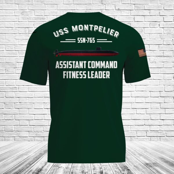 US Navy USS Montpelier (SSN-765) Assistant Command Fitness Leader Dark Green 3D Shirt - Image 3