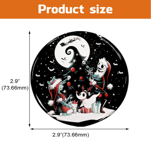 Personalized Nightmare Before Christmas Circle Ceramic Ornament - Image 4