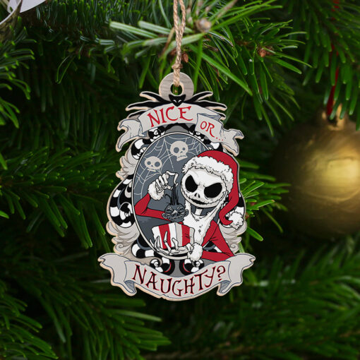 Nightmare Before Christmas Jack Skelllington Naughty or Nice Christmas Wood Ornament - Image 5