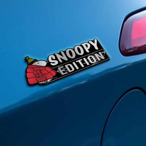 Snoopy In Puffer Coat Edition Laser Engraved or 3D Inlayed Car Name Badge - Image 2