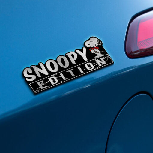 Snoopy Flower Bouquet Edition Laser Engraved or 3D Inlayed Car Name Badge - Image 3
