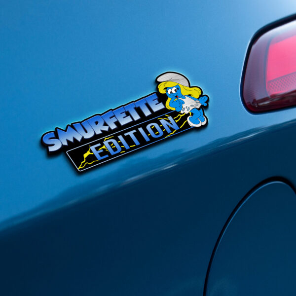 Smurfette Edition Laser Engraved or 3D Inlayed Car Name Badge - Image 4