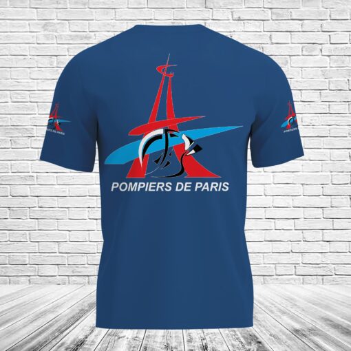 Pompiers De Paris Royal Color 3D T-shirt - Image 3