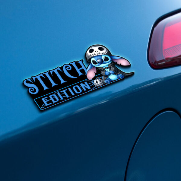 Stitch as Jack Halloween Edition Laser Engraved or 3D Inlayed Car Name Badge - Image 5