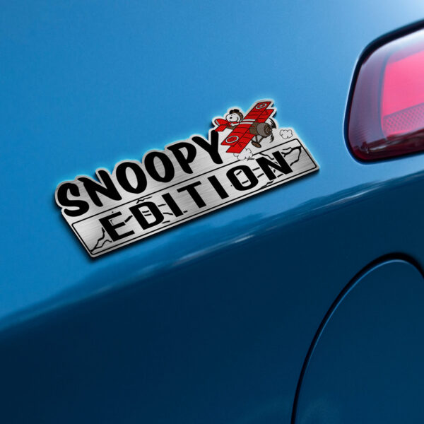 Snoopy Flying Airplane Edition Laser Engraved or 3D Inlayed Car Name Badge - Image 5