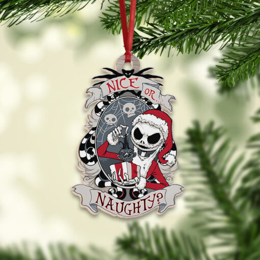 Nightmare Before Christmas Jack Skelllington Naughty or Nice Christmas Wood Ornament