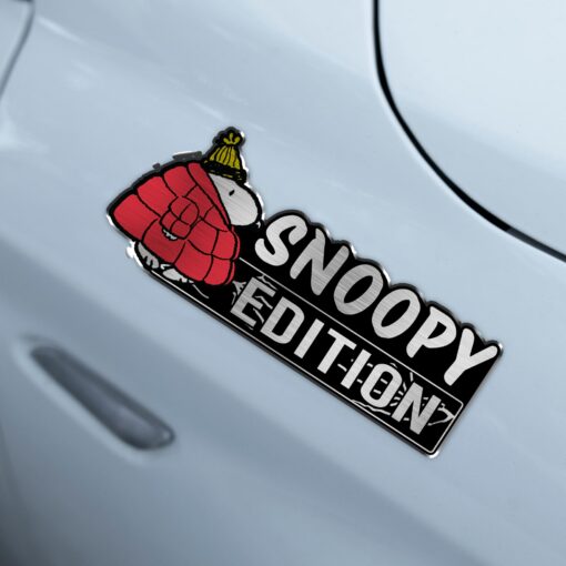 Snoopy In Puffer Coat Edition Laser Engraved or 3D Inlayed Car Name Badge - Image 3