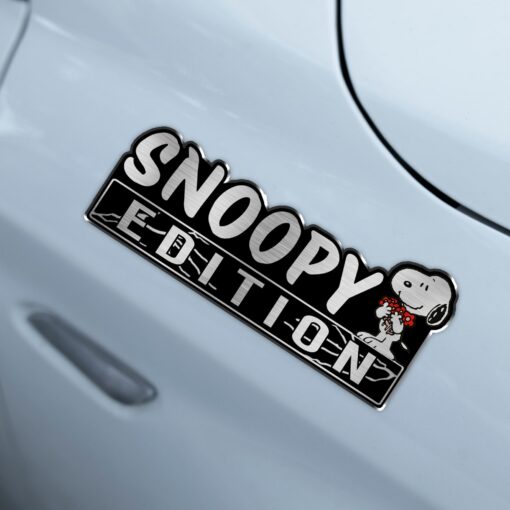 Snoopy Flower Bouquet Edition Laser Engraved or 3D Inlayed Car Name Badge - Image 4