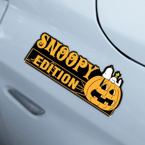 Snoopy and Woodstock Jack-O-Lantern Halloween Snack Edition Laser Engraved or 3D Inlayed Car Name Badge