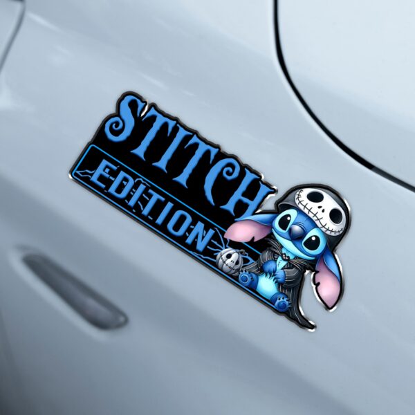 Stitch as Jack Halloween Edition Laser Engraved or 3D Inlayed Car Name Badge - Image 4