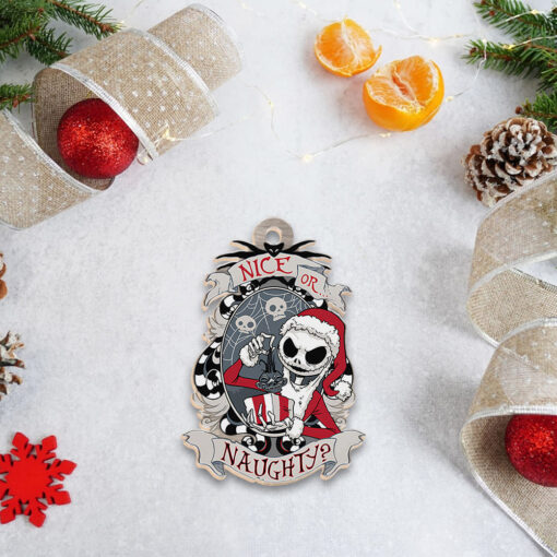 Nightmare Before Christmas Jack Skelllington Naughty or Nice Christmas Wood Ornament - Image 2