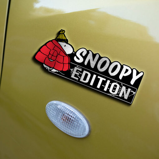 Snoopy In Puffer Coat Edition Laser Engraved or 3D Inlayed Car Name Badge - Image 4
