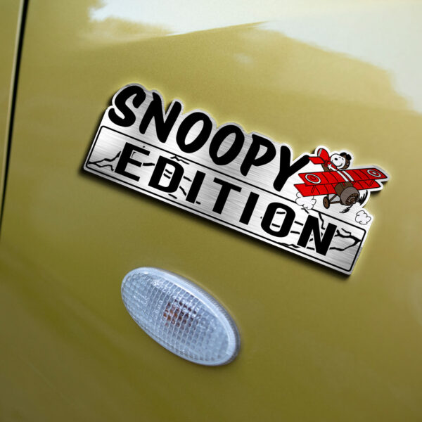 Snoopy Flying Airplane Edition Laser Engraved or 3D Inlayed Car Name Badge - Image 3