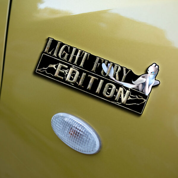 Light Fury Edition Laser Engraved Car Name Badge - Image 4
