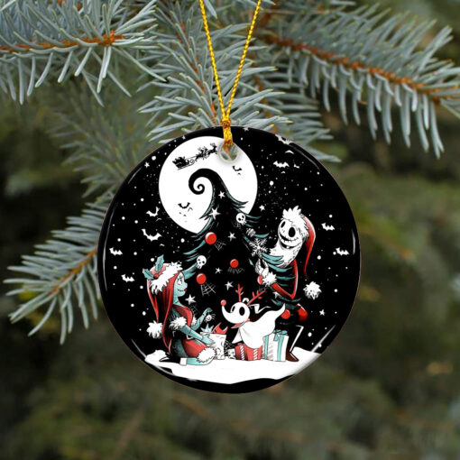Personalized Nightmare Before Christmas Circle Ceramic Ornament