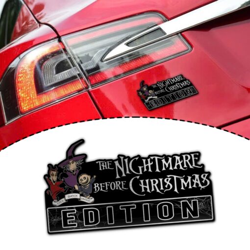 Nightmare Before Christmas Lock, Shock, & Barrel Edition Laser Engraved or 3D Inlayed Car Name Badge