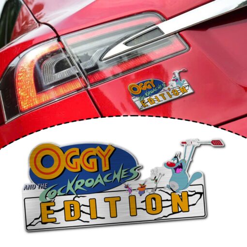 Oggy and the Cockroaches Edition Laser Engravedor 3D Inlayed Car Name Badge