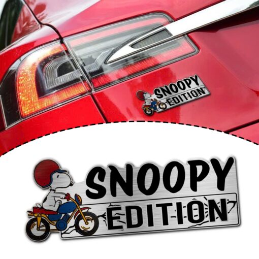 Snoopy Motorcycle Edition Laser Engraved or 3D Inlayed Car Name Badge