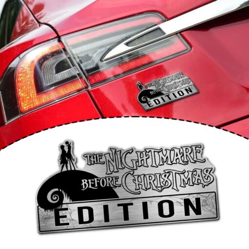 Jack and Sally on the Hill The Nightmare Before Christmas Edition Laser Engraved or 3D Inlayed Car Name Badge