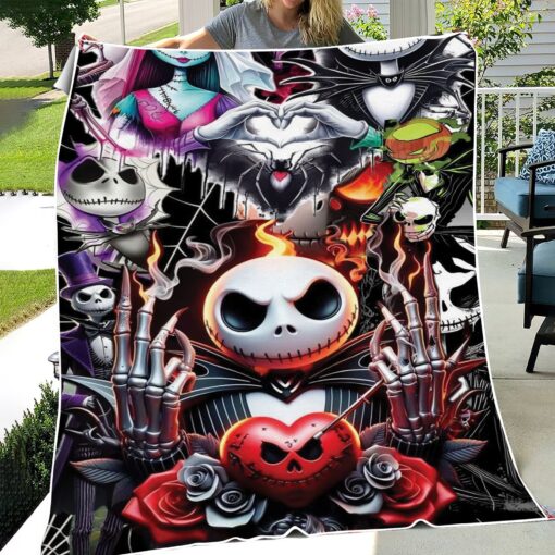 Jack and Sally The Nightmare Before Christmas Blanket - Image 3