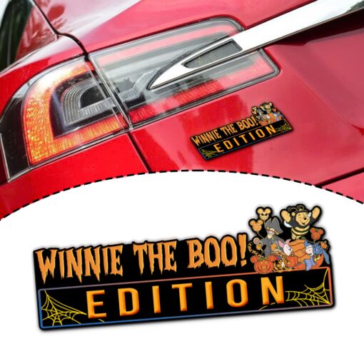 Winnie The Pooh Halloween Edition Laser Engraved or 3D Inlayed Car Name Badge