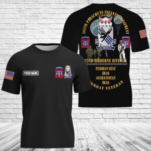 Personalized US Army Combat Vet 505th PIR 82nd Airborne w Campaigns Soldiers 3D Shirt