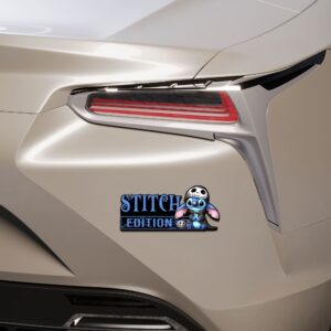 Alternative view of Stitch as Jack Halloween Edition Laser Engraved or 3D Inlayed Car Name Badge