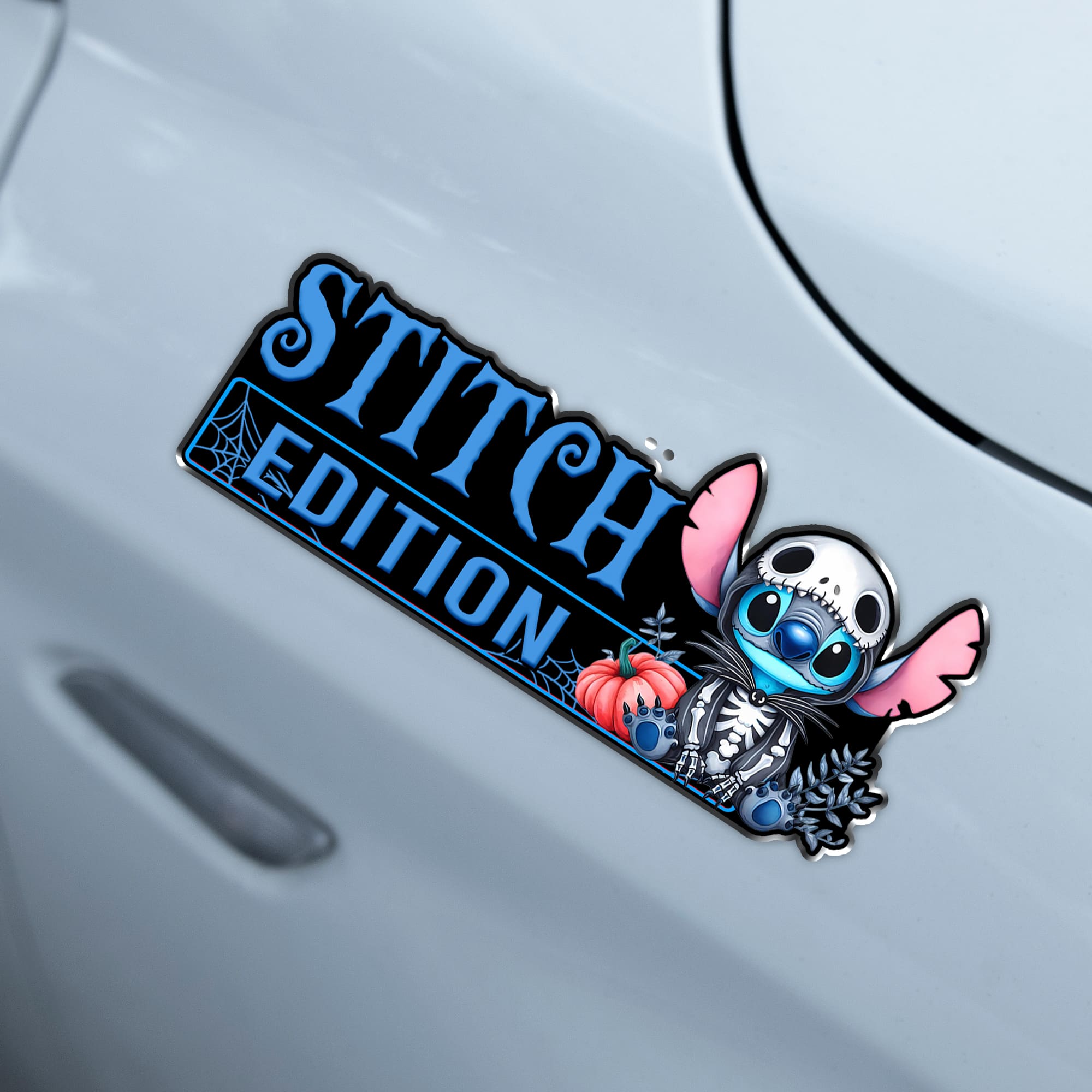 Stitch as Jack Halloween Version 2 Edition Laser Engraved or 3D Inlayed Car Name Badge - Image 3